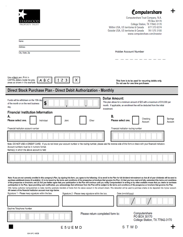 3170 please return completed form to s t w d e web direct stock