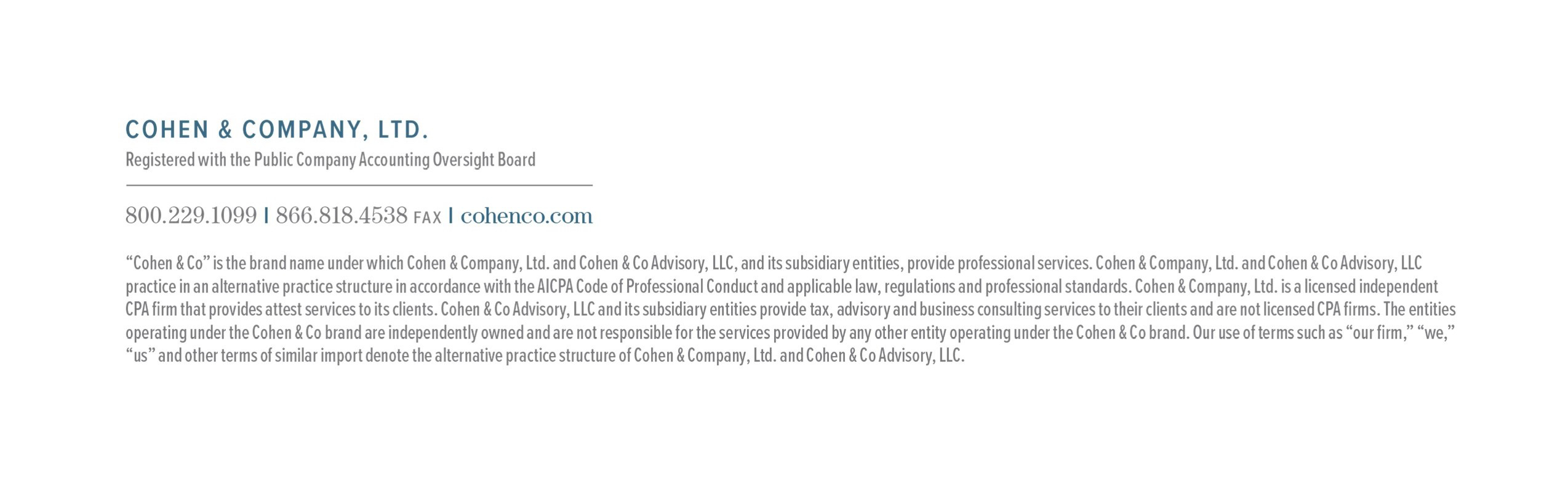 A company logo for Cohen & Company LLC.  AI generated content