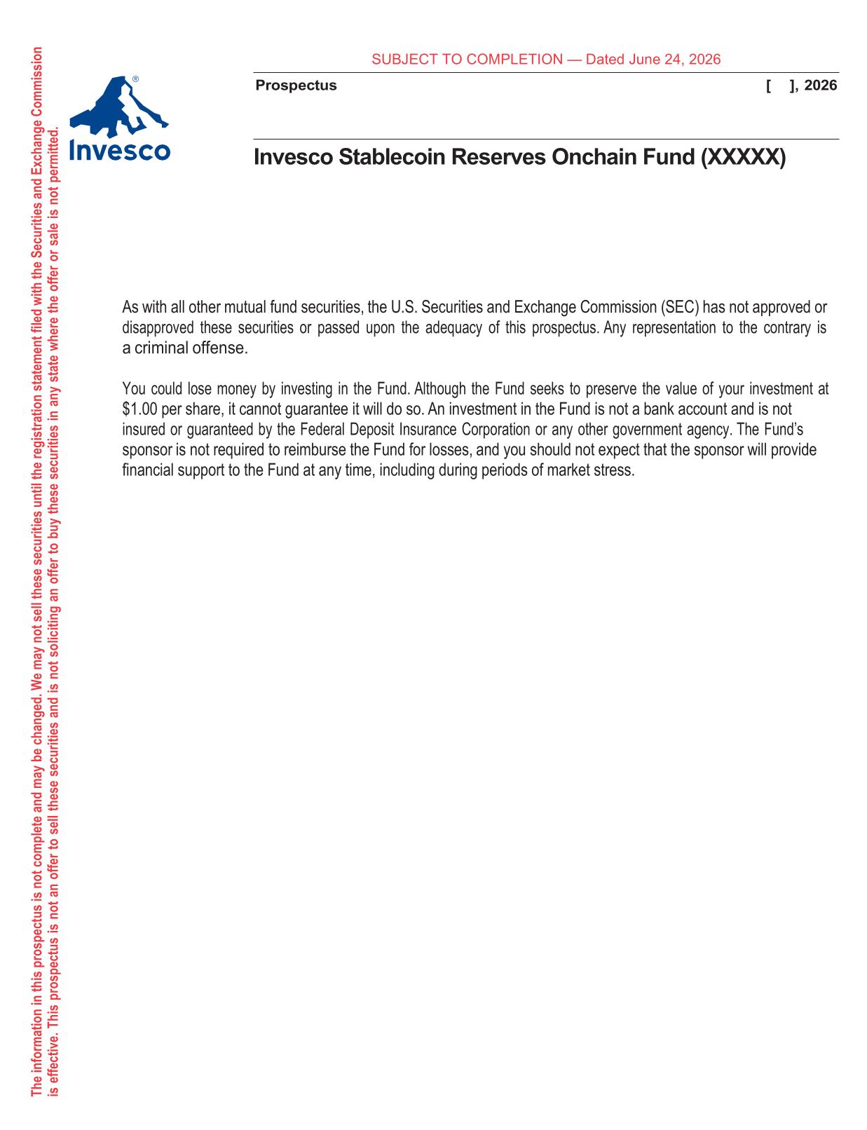 Stablecoin Reserve - Prospectus - Tokenized Shares 485(a).pdf page 1