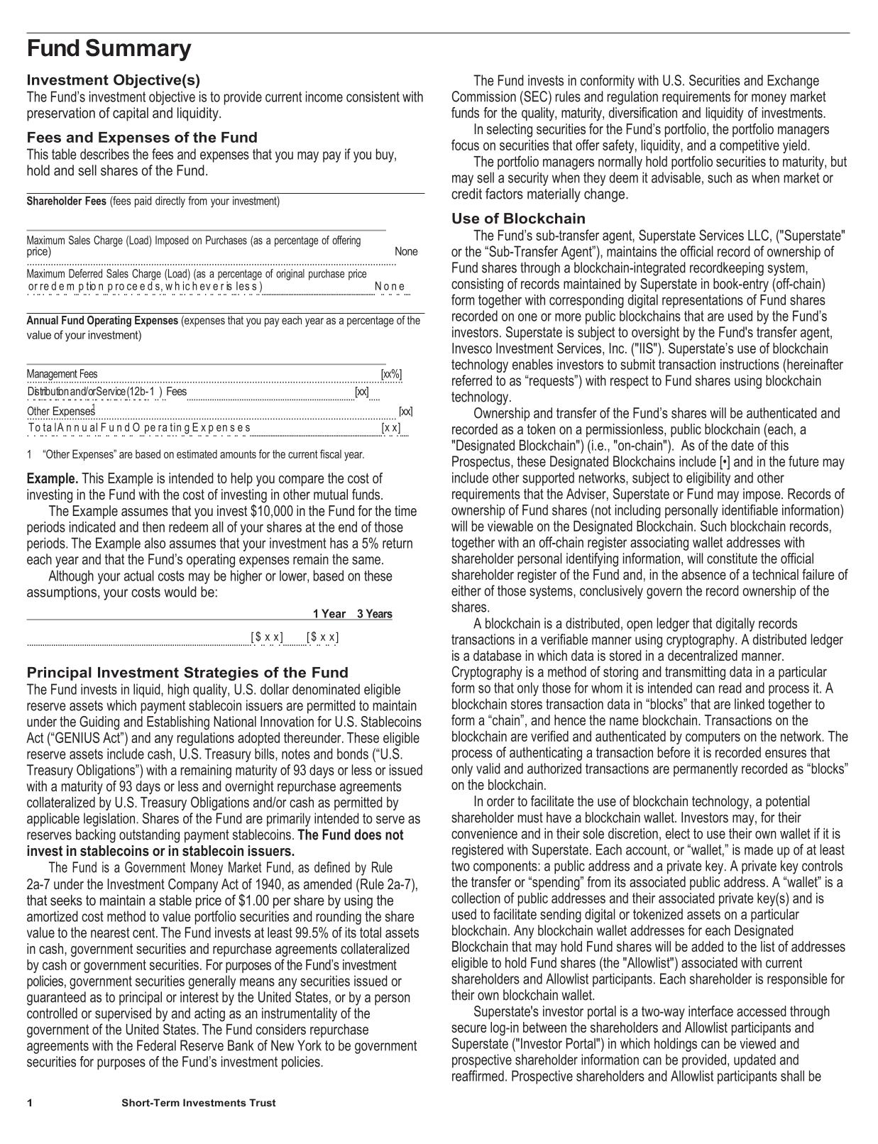 Stablecoin Reserve - Prospectus - Tokenized Shares 485(a).pdf page 3