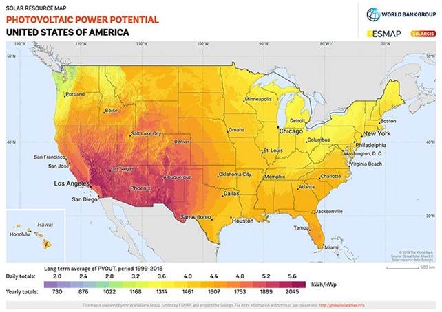 Solar Maps for the USA | Solar Insolation & PV Potential