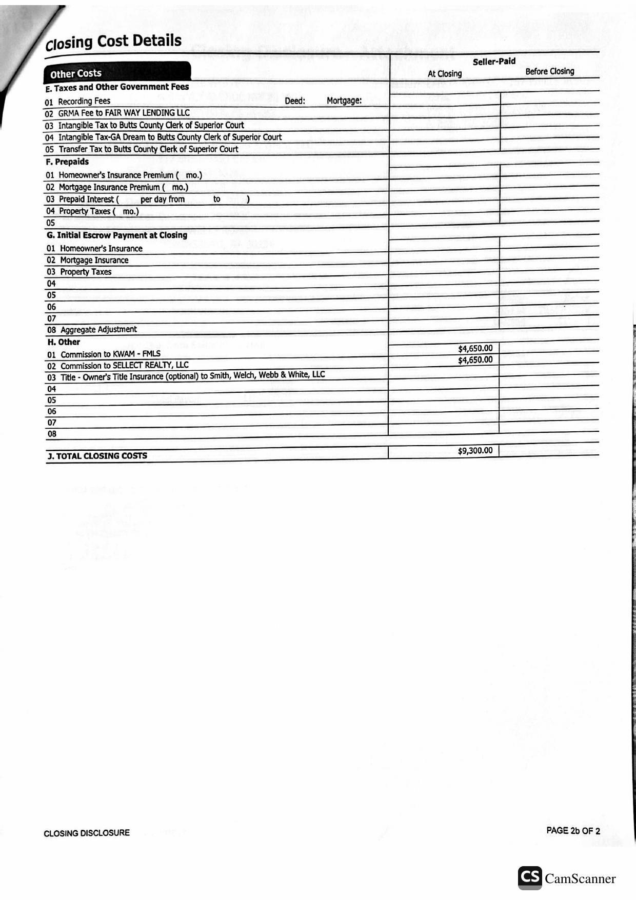 Closing Disclosure - 157 Wells Road, Jenkinsburg, GA - page 3 of 4