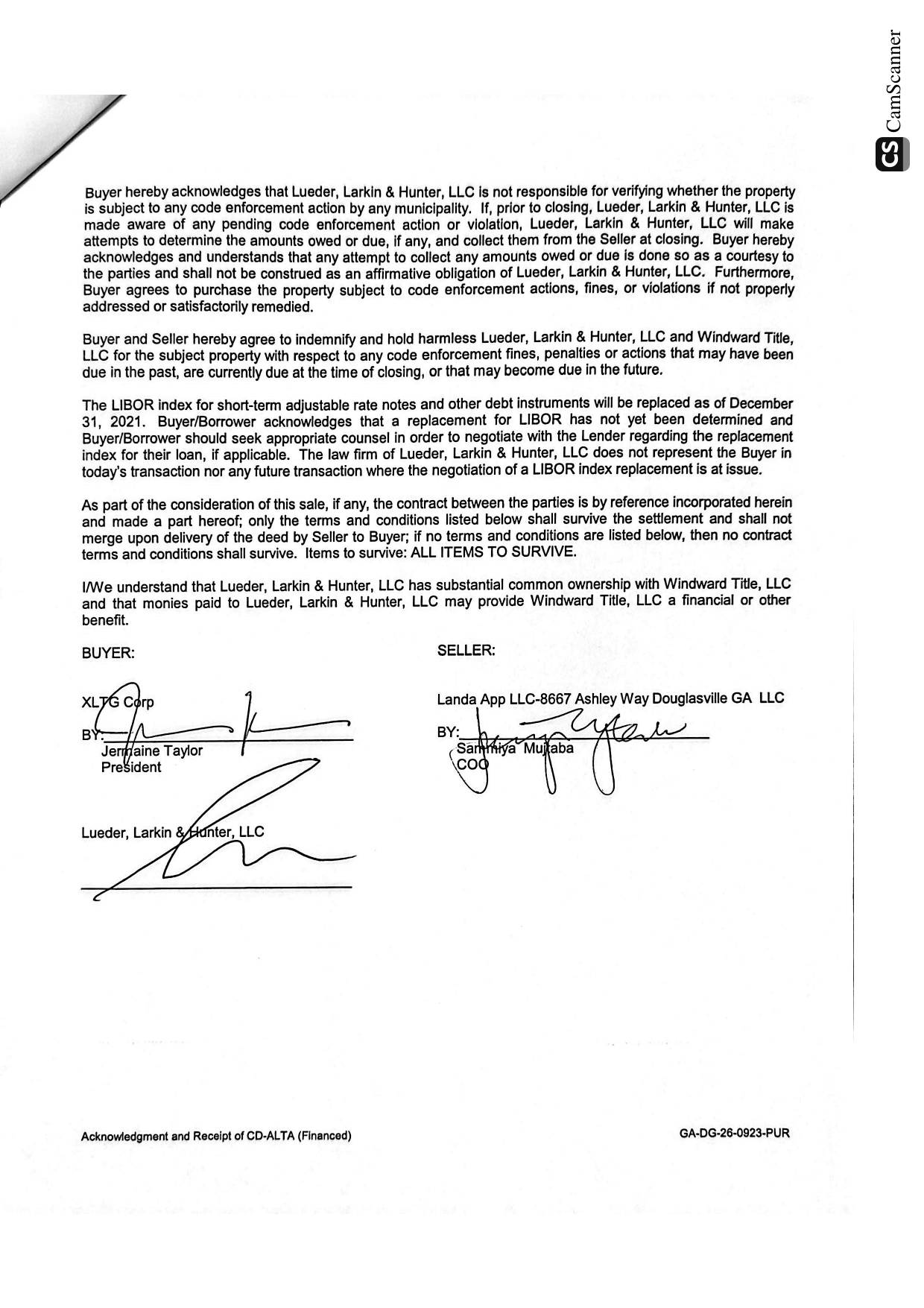 ALTA Settlement Statement - 8667 Ashley Way, Douglasville, GA - page 5 of 5