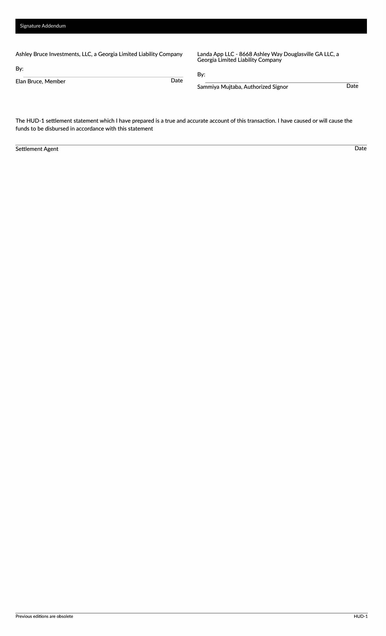 HUD-1 Settlement Statement - 8668 Ashley Way, Douglasville, GA - page 3 of 3