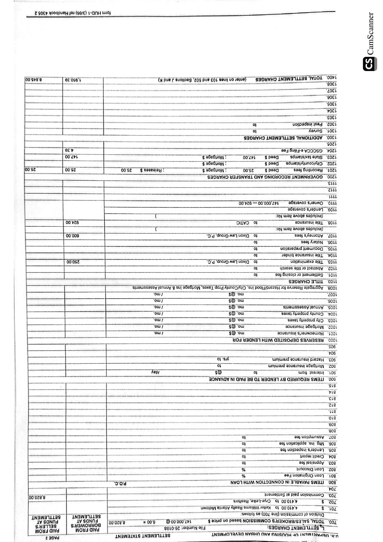 HUD-1 Settlement Statement - 126 Wildwood Road, Stockbridge, GA - page 2 of 3